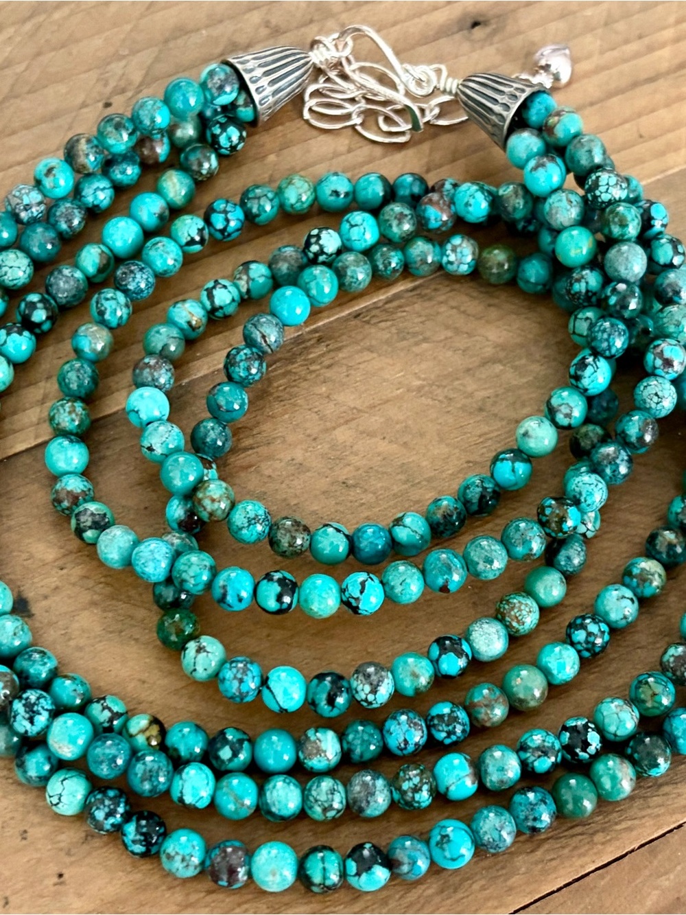 JAY KING DTR MULTI-STRAND TURQUOISE NECKLACE 925 STERLING SILVER 53g